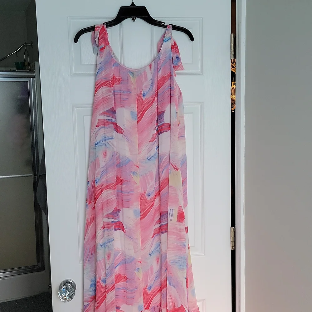 Pink Adjustable Strap Dress with Ruffle at Bottom - Picture 5 of 8